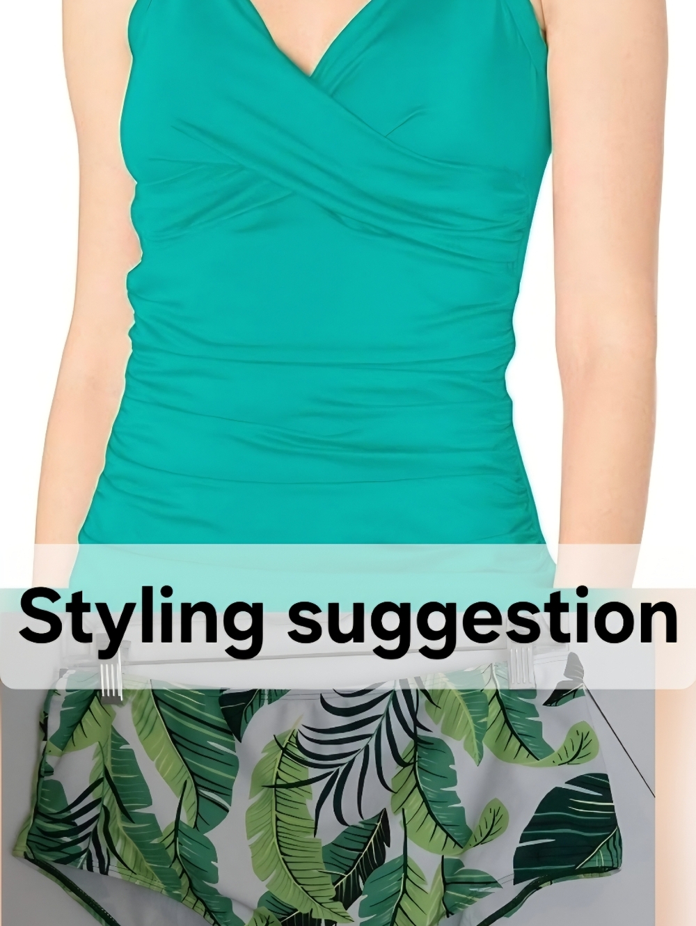 Tropical Leaf High-Waist Bikini Bottoms - Green (Sz. XL) - Picture 4 of 4